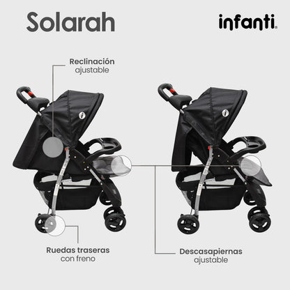 Infanti Carriola Sistema De Viaje Solarah Plegable Con Portabebé Gris Con Negro