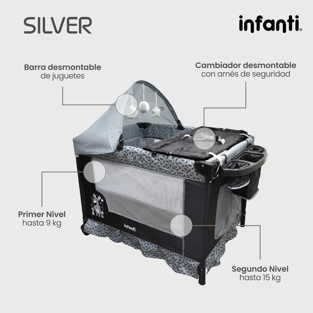 Cuna Corral Silver Infanti Colecho Para Bebé Plegable