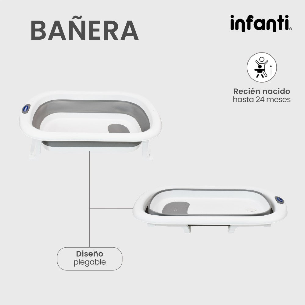 Bañera Plegable Infanti Gris Con Soporte