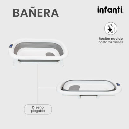 Bañera Plegable Infanti Gris Con Soporte