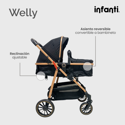 Infanti Carriola Sistema De Viaje Welly Convertible A Bambineto Color Gris