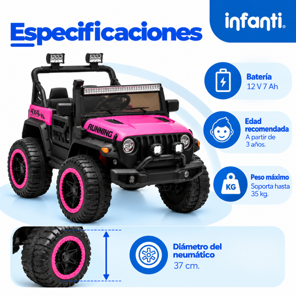 Carro Eléctrico Montable 4 X 4 Todo Terreno Luces Led Musica