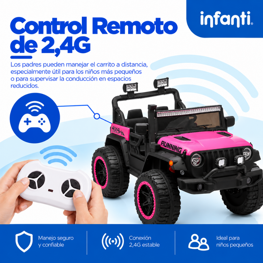 Carro Eléctrico Montable 4 X 4 Todo Terreno Luces Led Musica