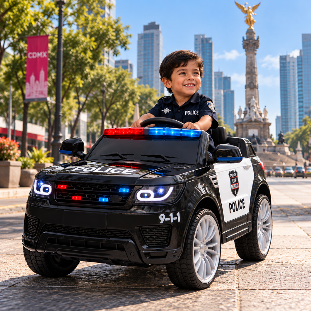 Carro Patrulla Eléctrica Con Control Remoto Luces Intermitentes Y Sirena