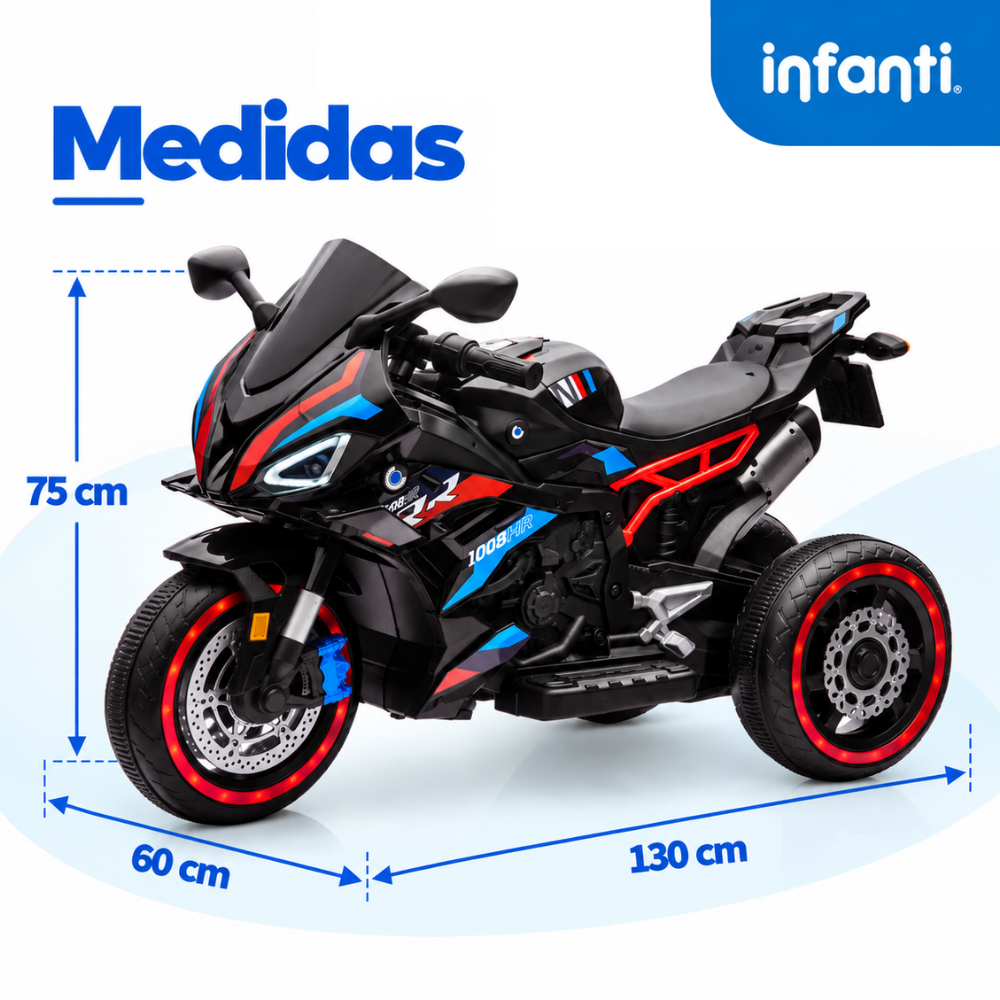 Motocicleta Montable Eléctrica Deportiva con Luces, Música y Sonido