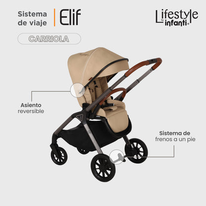 Carriola Elif Con Sistema De Viaje Base ISOFIX y Plegado Ultra Compacto