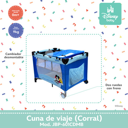 Cuna De Viaje Disney Adaptable Seguro Con Cambiador Desmontable