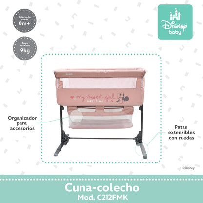 Cuna Colecho Disney Plegable Con Mosquitero Y Lateral Abatible