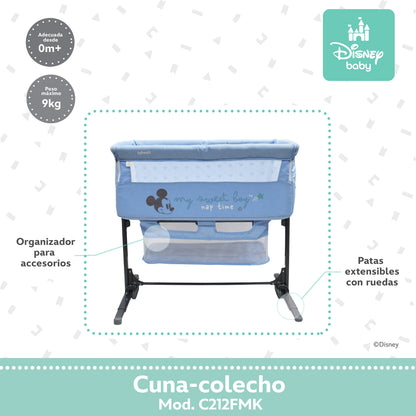 Cuna Colecho Disney Plegable Con Mosquitero Y Lateral Abatible