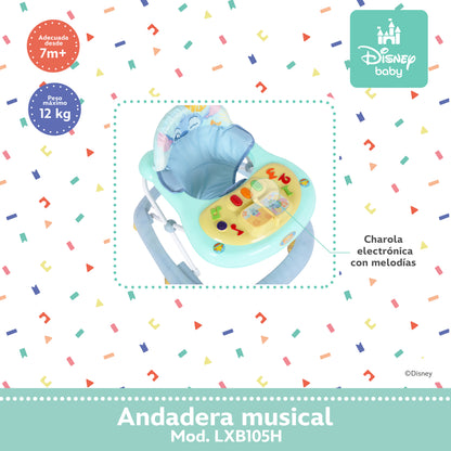Andadera Musical Para Bebé Stitch Disney Altura Ajustable