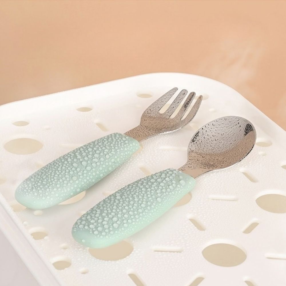 Set de Cubiertos 2 Piezas Cuchara Y Tenedor Con Mango Liso BPA Free