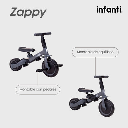 Triciclo Evolutivo 5 En 1 Infanti Zappy Con Barra De Empuje