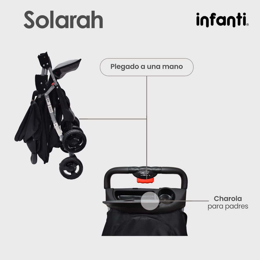 Infanti Carriola Sistema De Viaje Solarah Plegable Con Portabebé Gris Con Negro