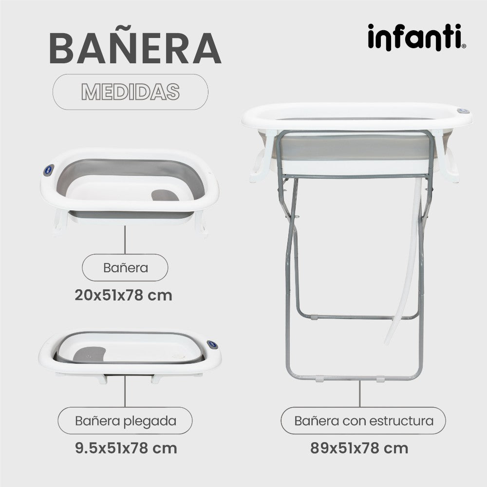 Bañera Plegable Infanti Gris Con Soporte
