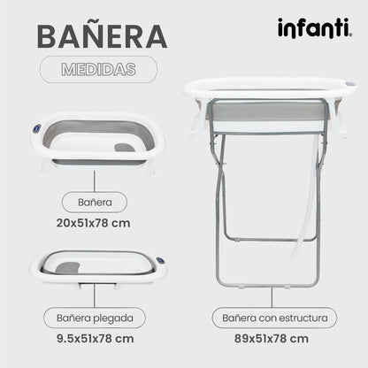 Bañera Plegable Infanti Gris Con Soporte