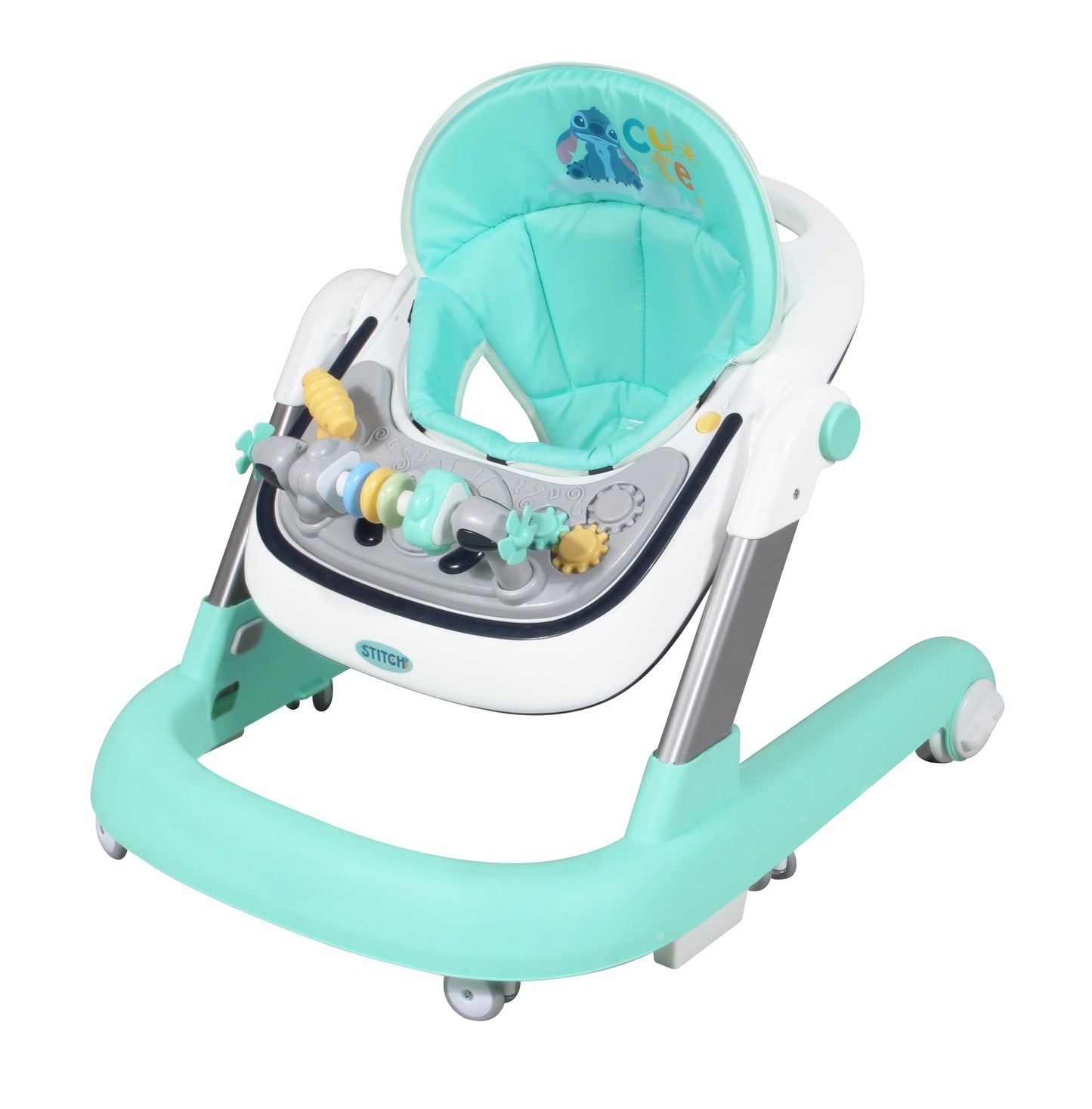 Andadera Stitch Disney 3 en 1 Con Charola Interactiva Led Sonido y Asiento Removible