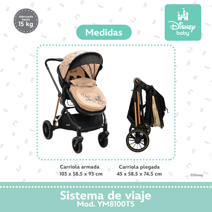 Carriola Disney Stitch Arena Con Sistema De Viaje Arnes 5 Puntos y Barra Frontal Desmontable