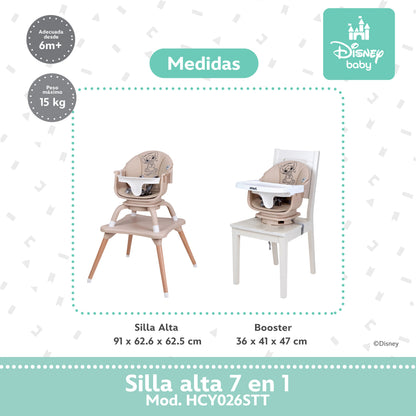 Silla Alta Stitch Time 7 En 1 Con Giro 360° y Charola Ajustable