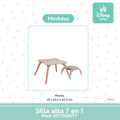 Silla Alta Stitch Time 7 En 1 Con Giro 360° y Charola Ajustable