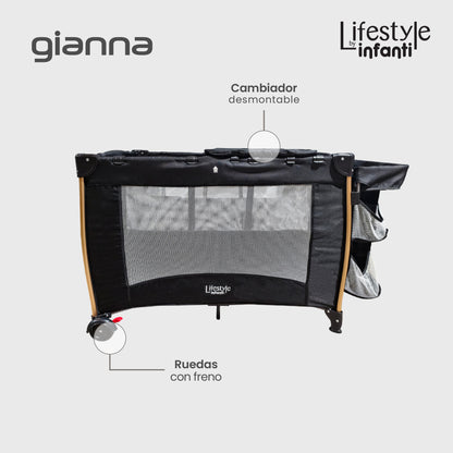 Cuna De Viaje Gianna 2 En 1 Con Cambiador Desmontable Portable
