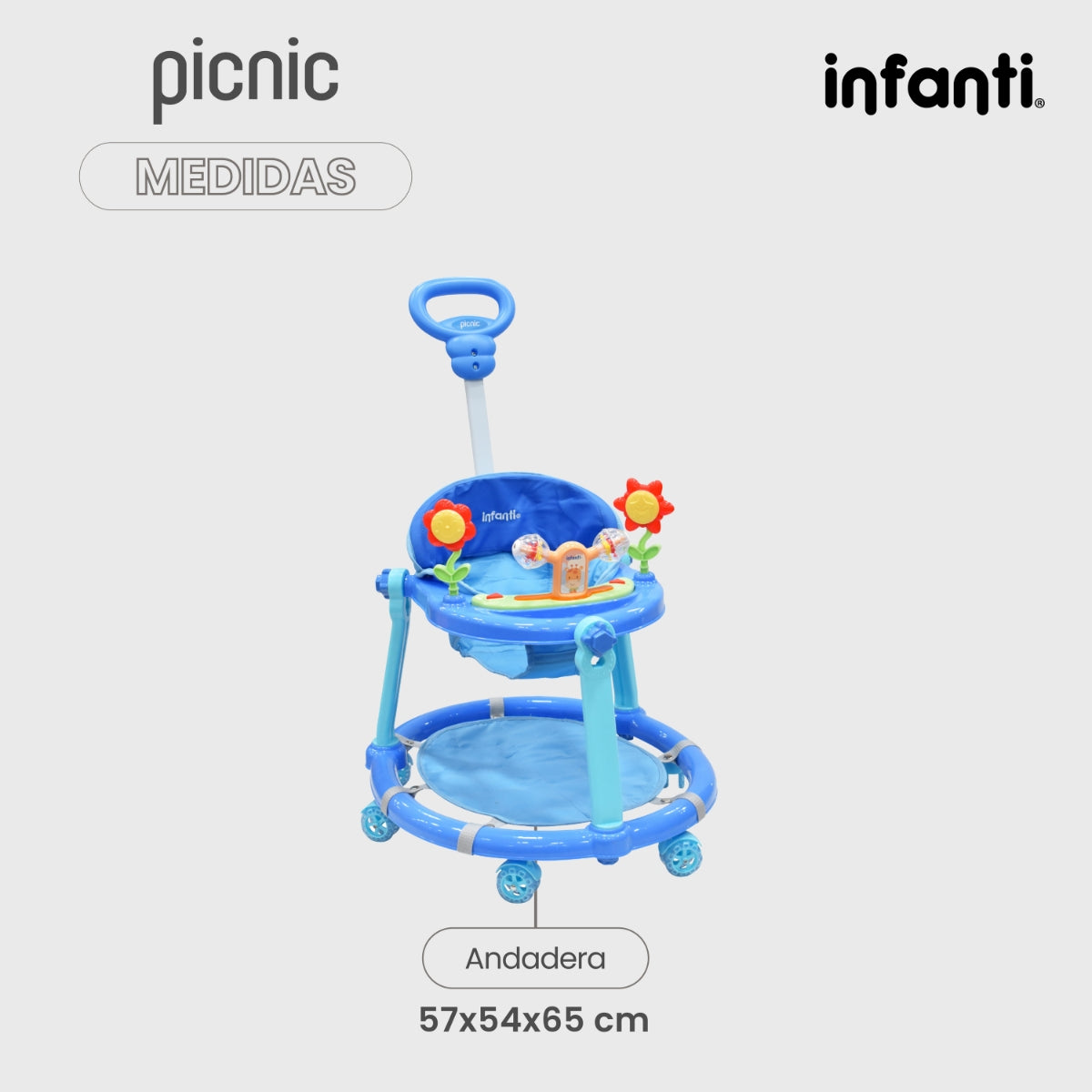 Infanti Andadera Picnic Tablero Interactivo Barra De Empuje