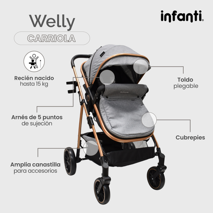Infanti Carriola Sistema De Viaje Welly Convertible A Bambineto