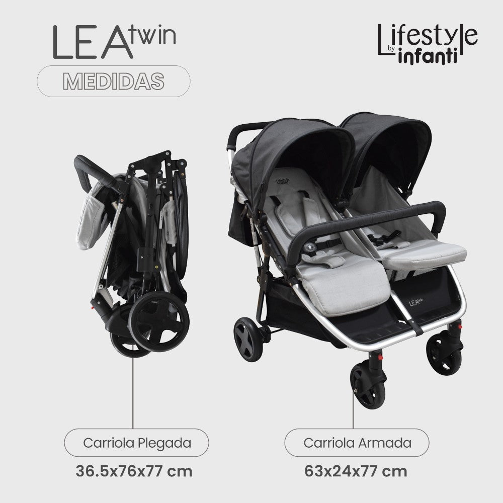 Carriola Doble Lifestyle By Infanti Lea Twin Color Negro