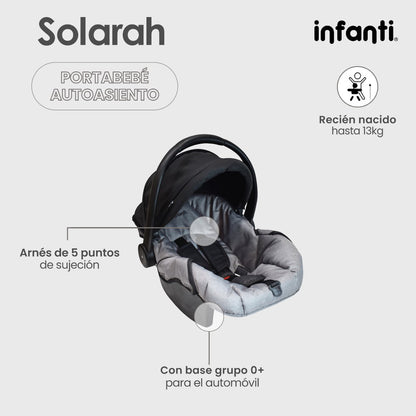 Infanti Carriola Sistema De Viaje Solarah Plegable Con Portabebé Gris Con Negro