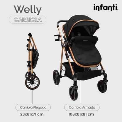 Infanti Carriola Sistema De Viaje Welly Convertible A Bambineto Color Gris