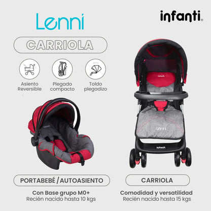 Carriola Sistema De Viaje Lenni + Cuna Corral Cambiador Idara
