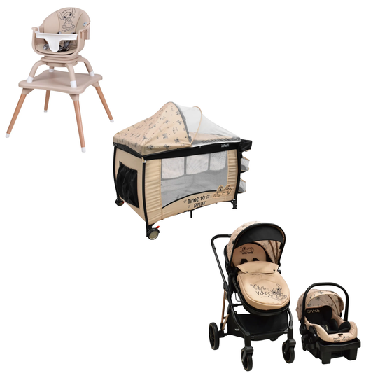 Set Carriola Travel Colecho y Silla Alta Disney Time Stitch