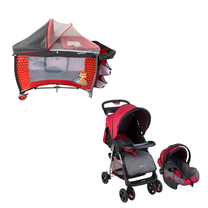 Set Carriola Travel Lenni y Cuna Idara Rojo