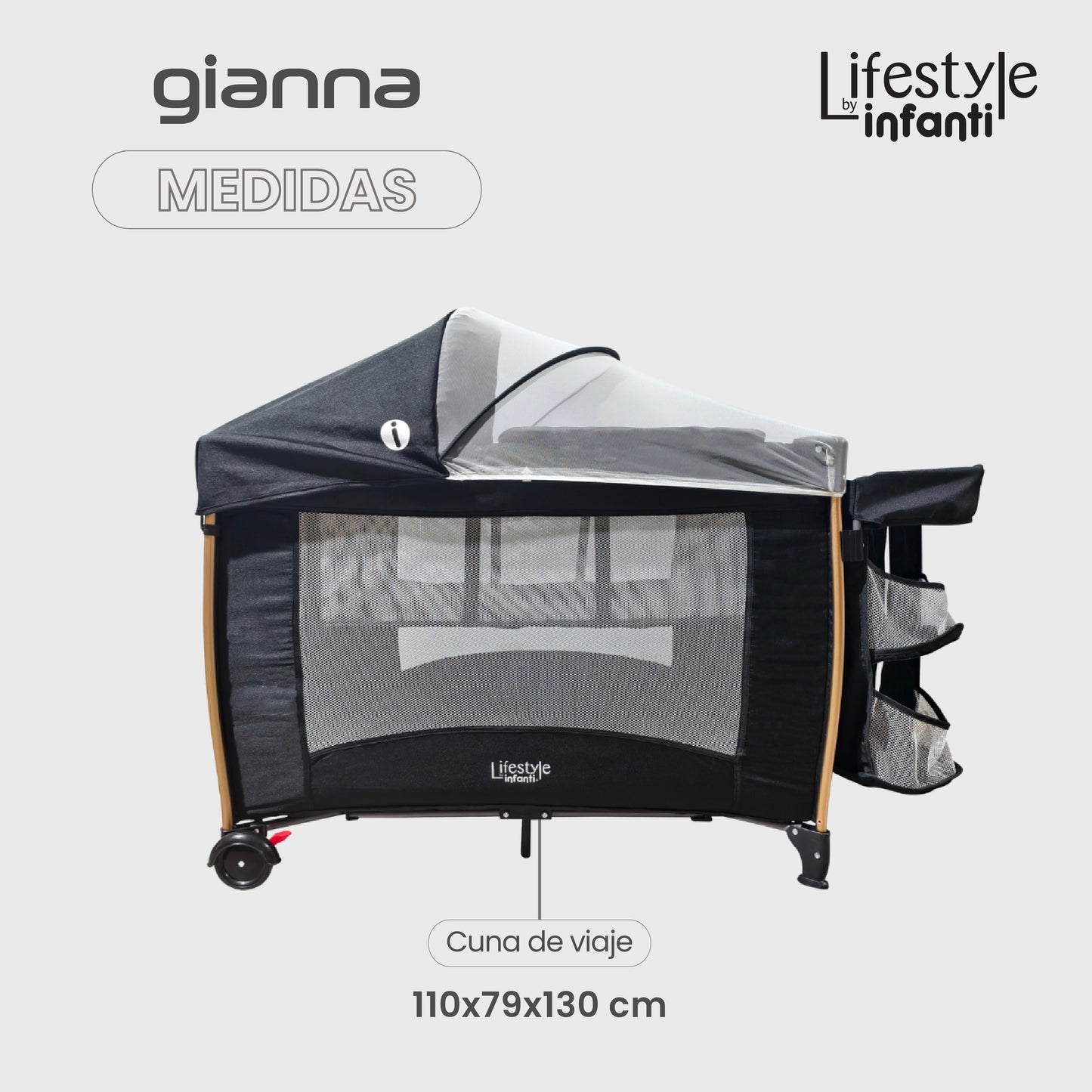 Cuna De Viaje Gianna 2 En 1 Con Cambiador Desmontable Portable