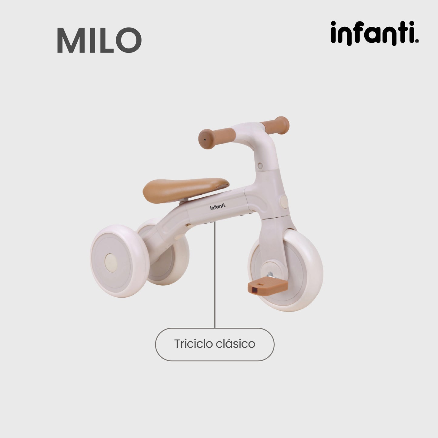 Triciclo 3 En 1 Milo Manubrio Reversible Y Ruedas Ajustables