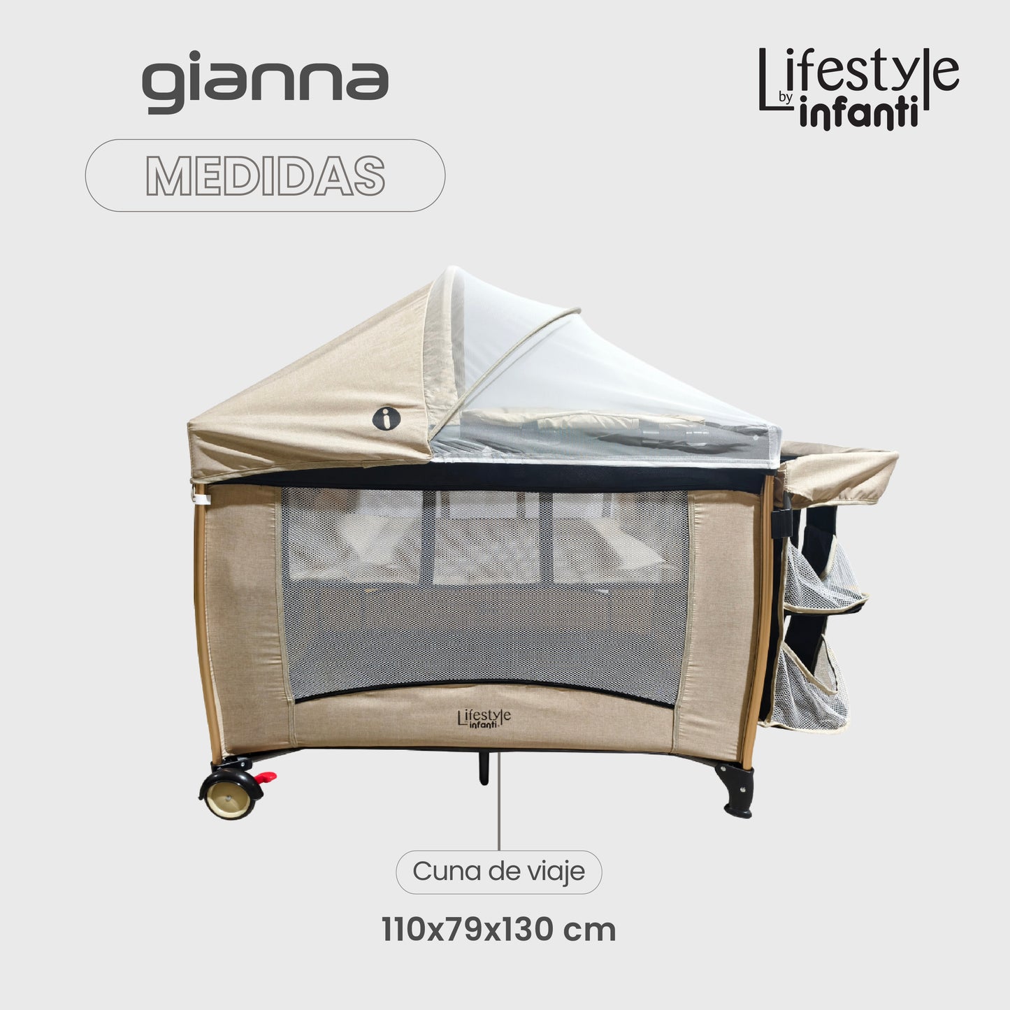 Cuna De Viaje Gianna 2 En 1 Con Cambiador Desmontable Portable