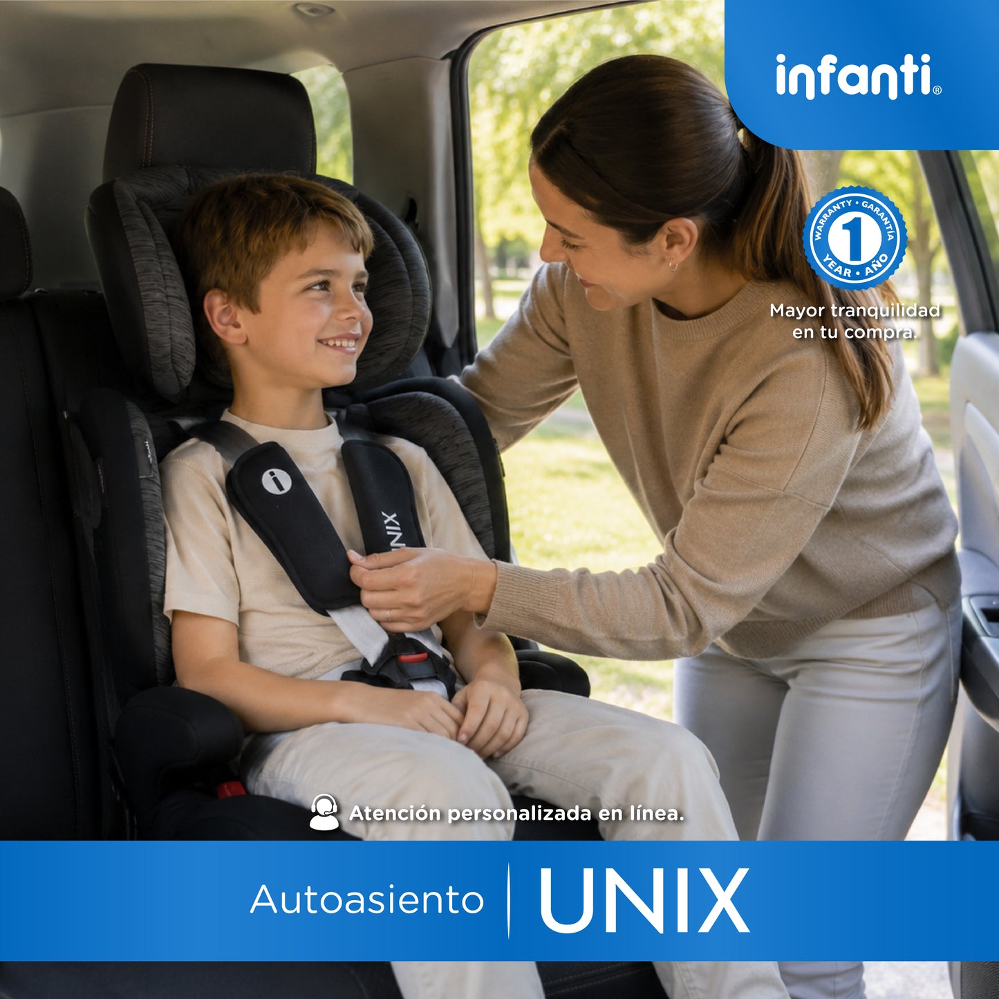 Autoasiento Unix Con Grupo 1, 2, 3 Convertible A Booster y Arnés de 5 Puntos