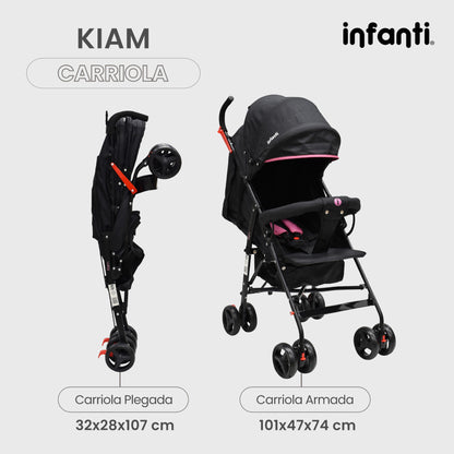 Carriola Para Bebe Kiam Compacta, Ligera, Plegable