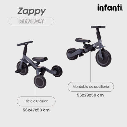 Triciclo Evolutivo 5 En 1 Infanti Zappy Con Barra De Empuje