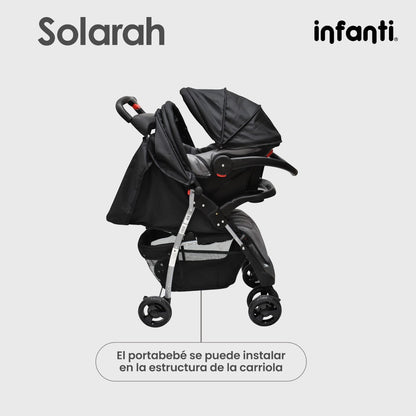 Infanti Carriola Sistema De Viaje Solarah Plegable Con Portabebé Gris Con Negro