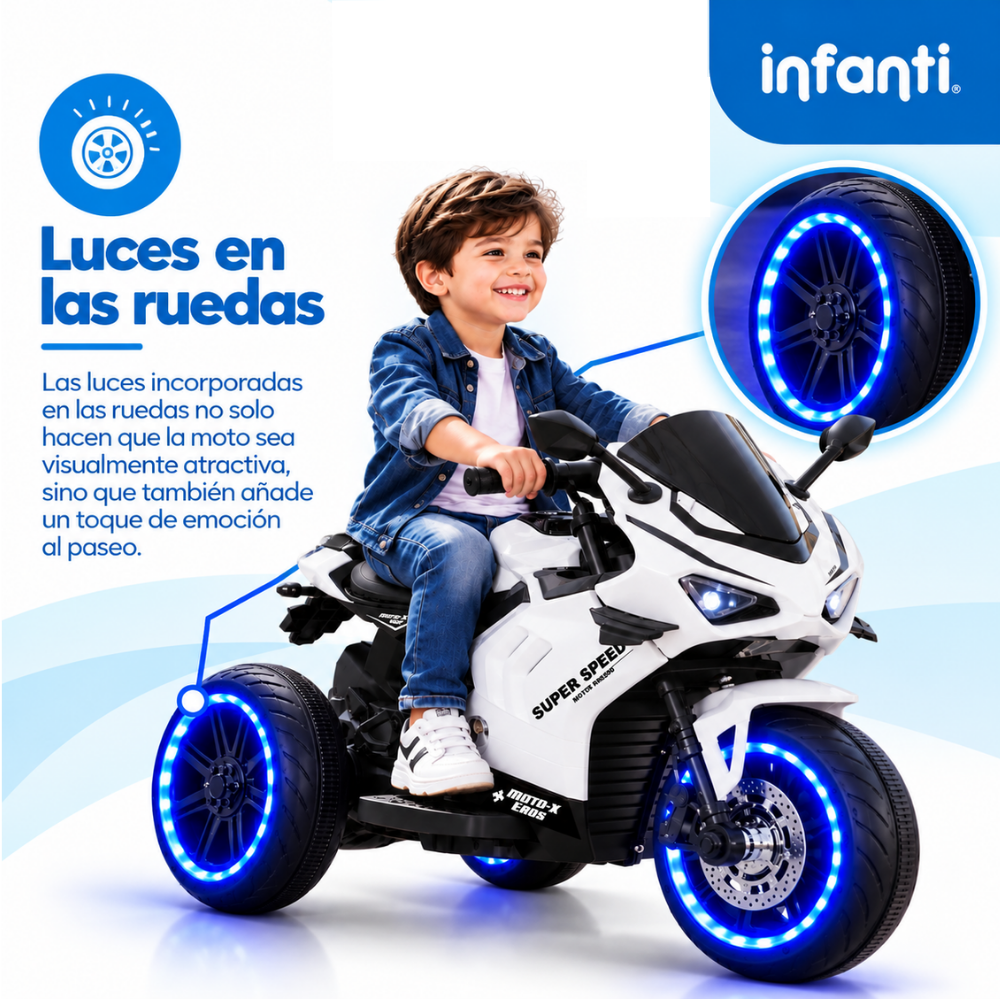 Moto Eléctrica Moto-X Deportiva Con Luces Música USB Y MP3