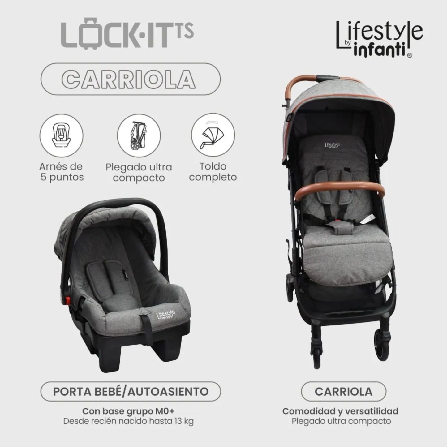 Carriola Sistema De Viaje Lock It + Cuna Colecho Vinny