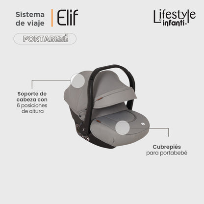Carriola Elif Con Sistema De Viaje Base ISOFIX y Plegado Ultra Compacto