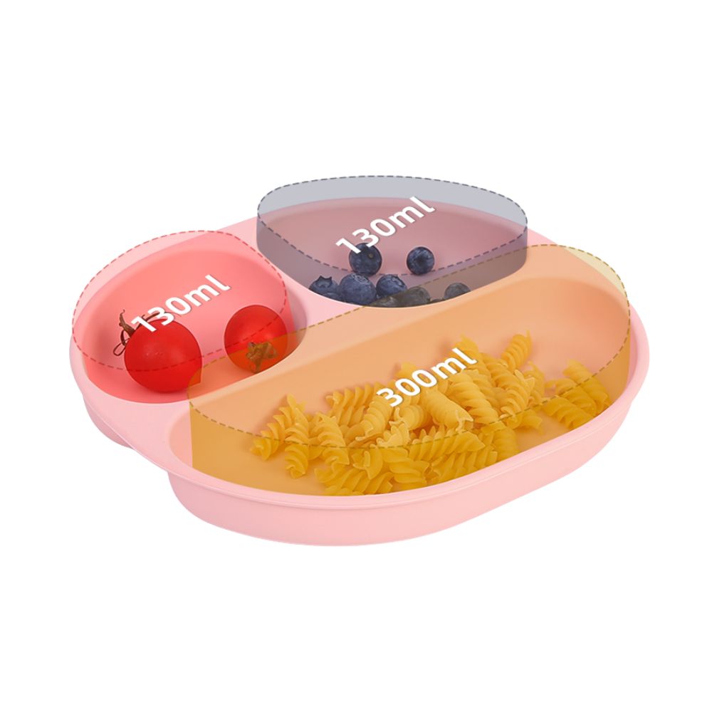 Plato de Silicón Cuadrado con 4 Puntos de Succión y Divisiones, Lifestyle By Infanti