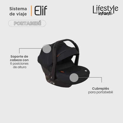 Carriola Elif Con Sistema De Viaje Base ISOFIX y Plegado Ultra Compacto