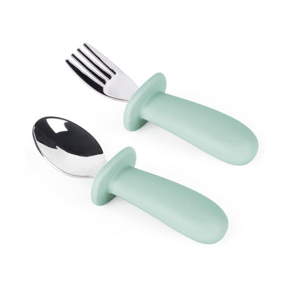 Set de Cubiertos 2 Piezas Cuchara Y Tenedor Con Tope Antideslizante BPA Free
