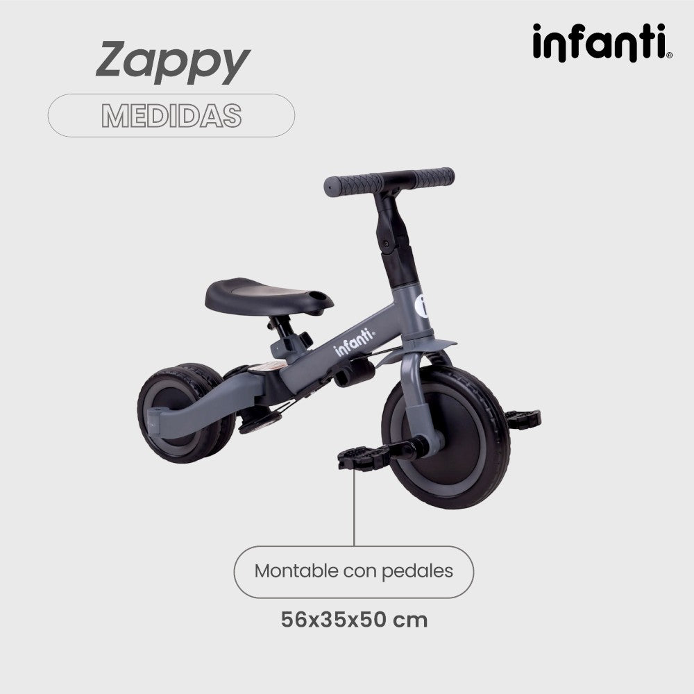 Triciclo Evolutivo 5 En 1 Infanti Zappy Con Barra De Empuje