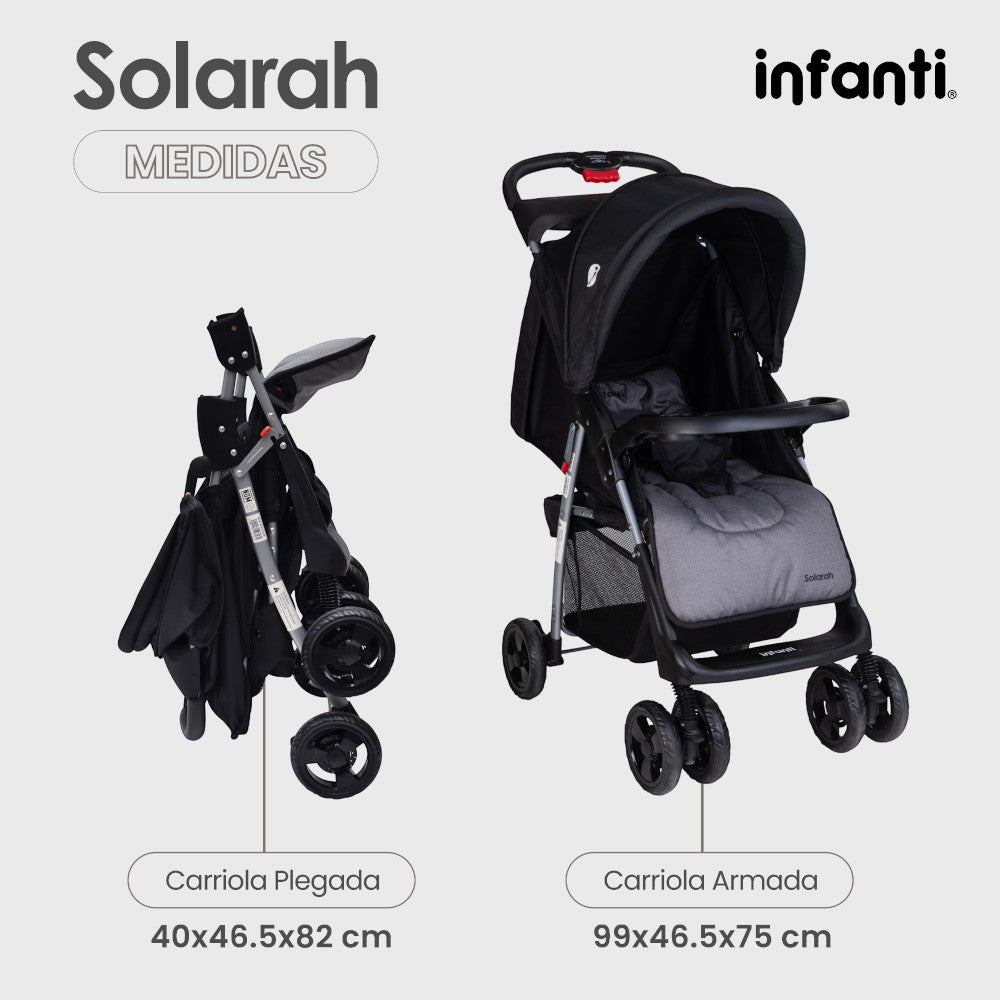 Infanti Carriola Sistema De Viaje Solarah Plegable Con Portabebé Gris Con Negro