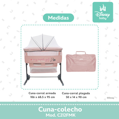 Cuna Colecho Disney Plegable Con Mosquitero Y Lateral Abatible