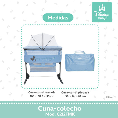 Cuna Colecho Disney Plegable Con Mosquitero Y Lateral Abatible