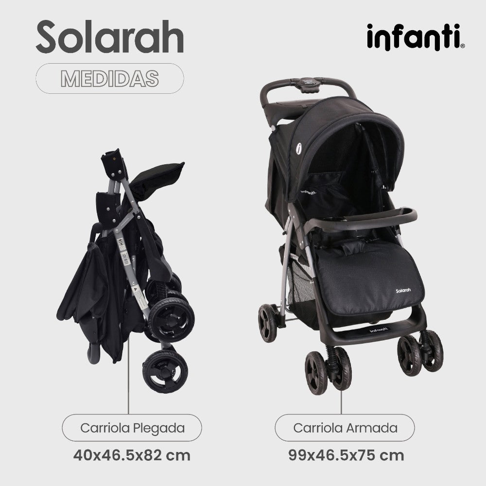 Infanti Carriola Sistema De Viaje Solarah Plegable Con Portabebé Gris Con Negro